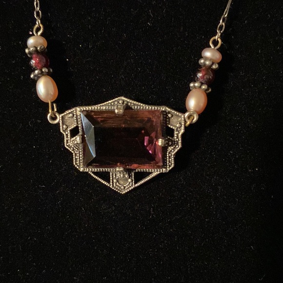 Antiqued Sterling Silver, Amethyst and Freshwater Pearls Set - Picture 7 of 7